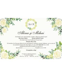 Invitatie nunta personalizata florala, cod IFE06