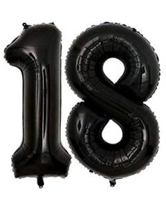 Balon folie numarul 18 negru 86 cm, cod MAJ04