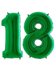 Balon folie numarul 18 verde 86 cm, cod MAJ03