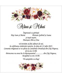 Invitatie nunta personalizata model floral, cod IFE09